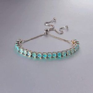18k Gold Plated Green Opal Bolo Bracelet